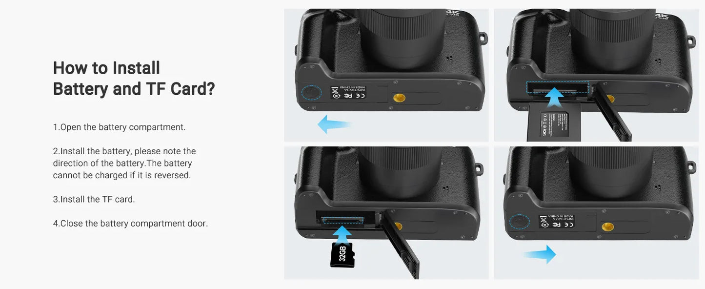 4K 64MP WiFi Vlogging Camera With Flash And Lens Hood