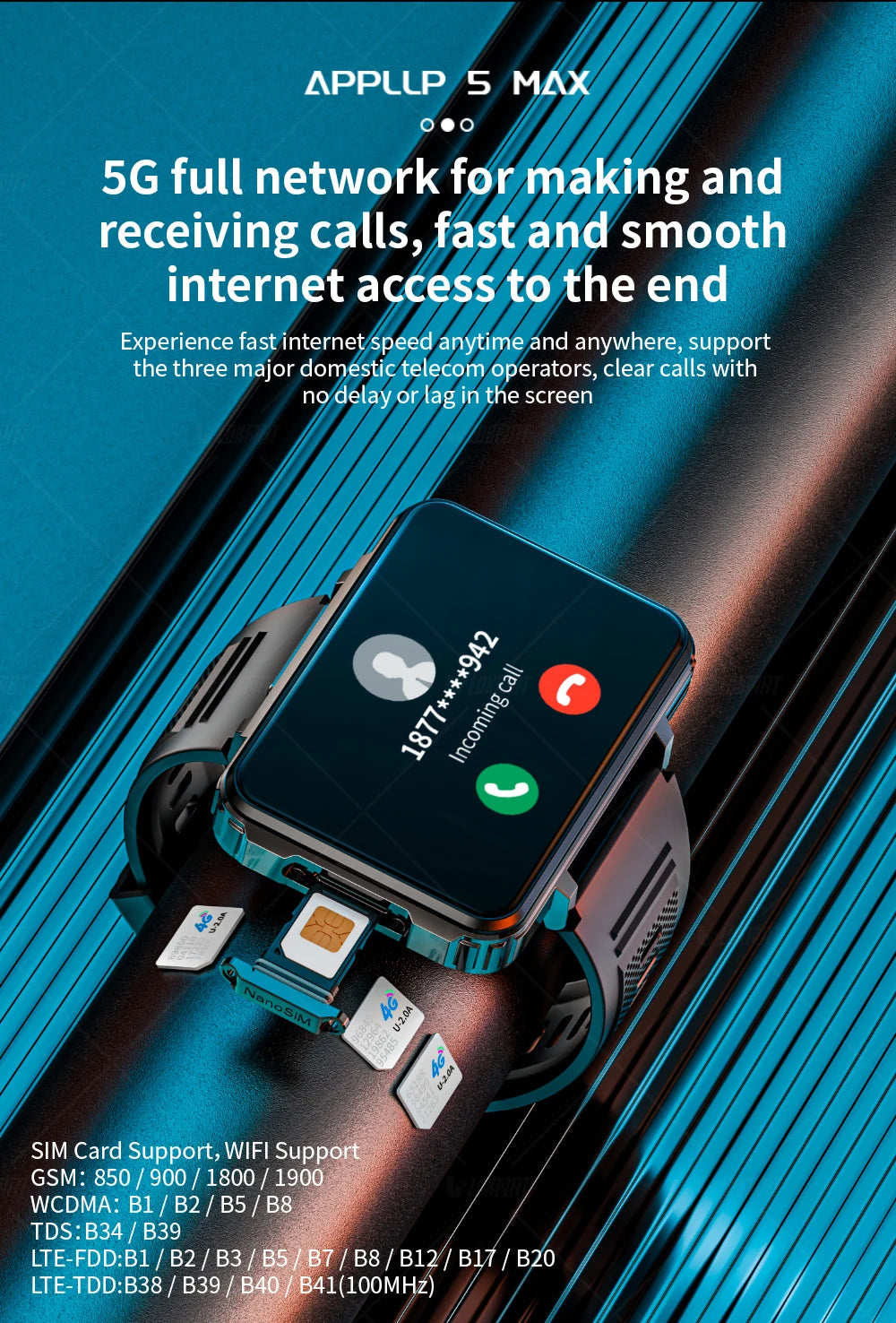 LOKMAT APPLLP 5 Max Android Watch Screen HD 4G Camera