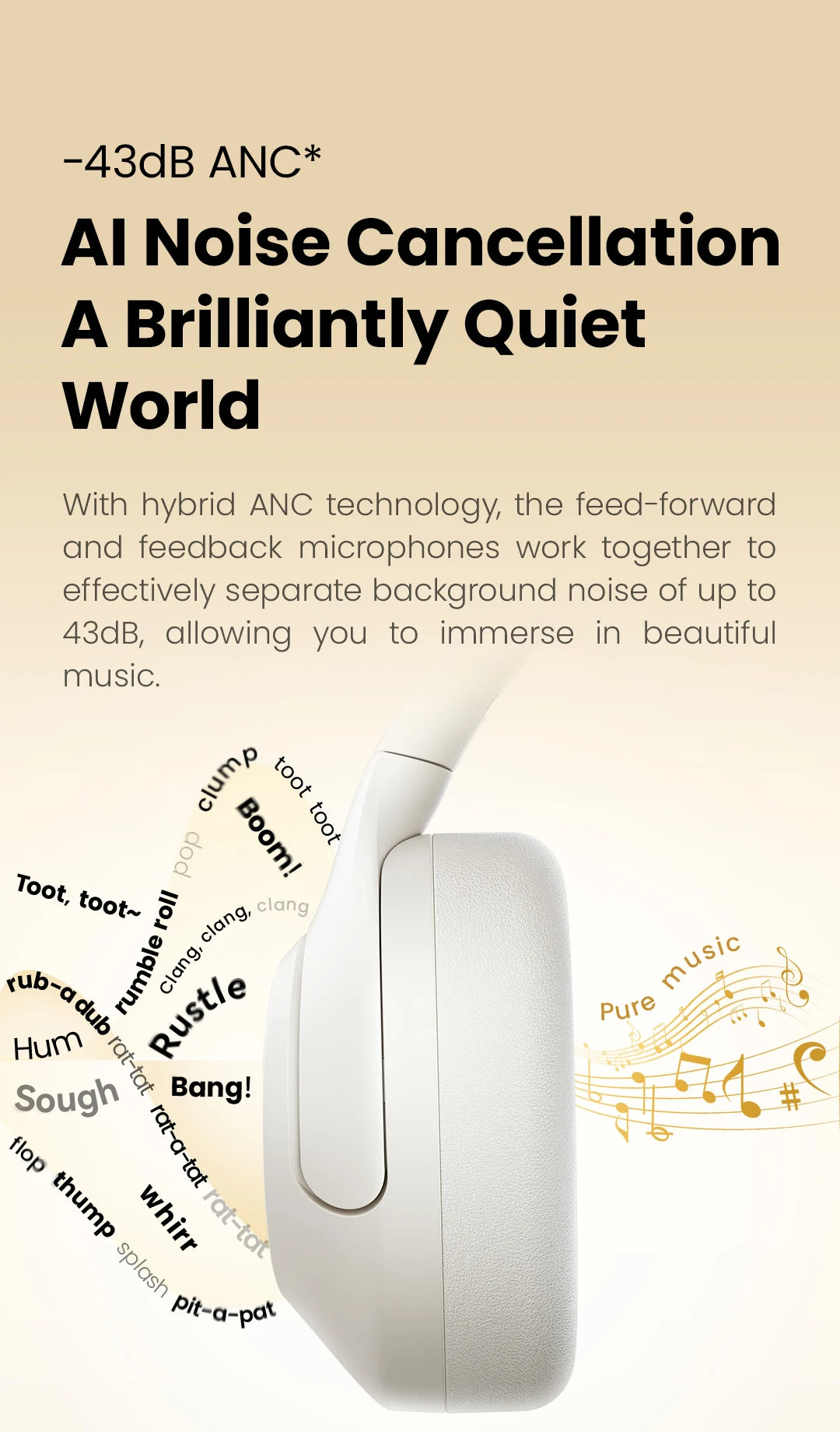 Haylou S30 Wireless Bluetooth 5.4 Headphones 43dB Noise Cancelling 40mm Driver