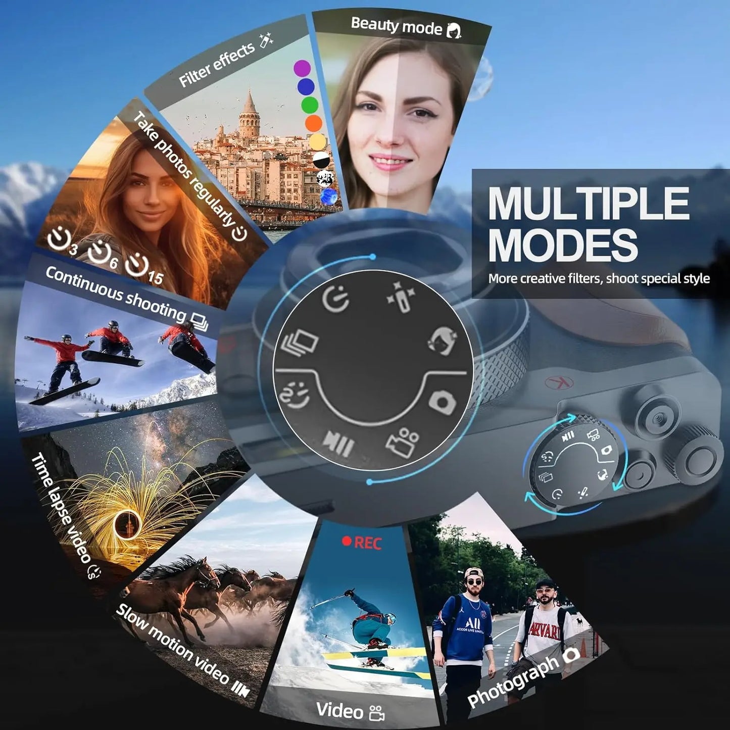 NBD 56MP Digital Camera 4K 180 Degree Flip Screen 16X Zoom