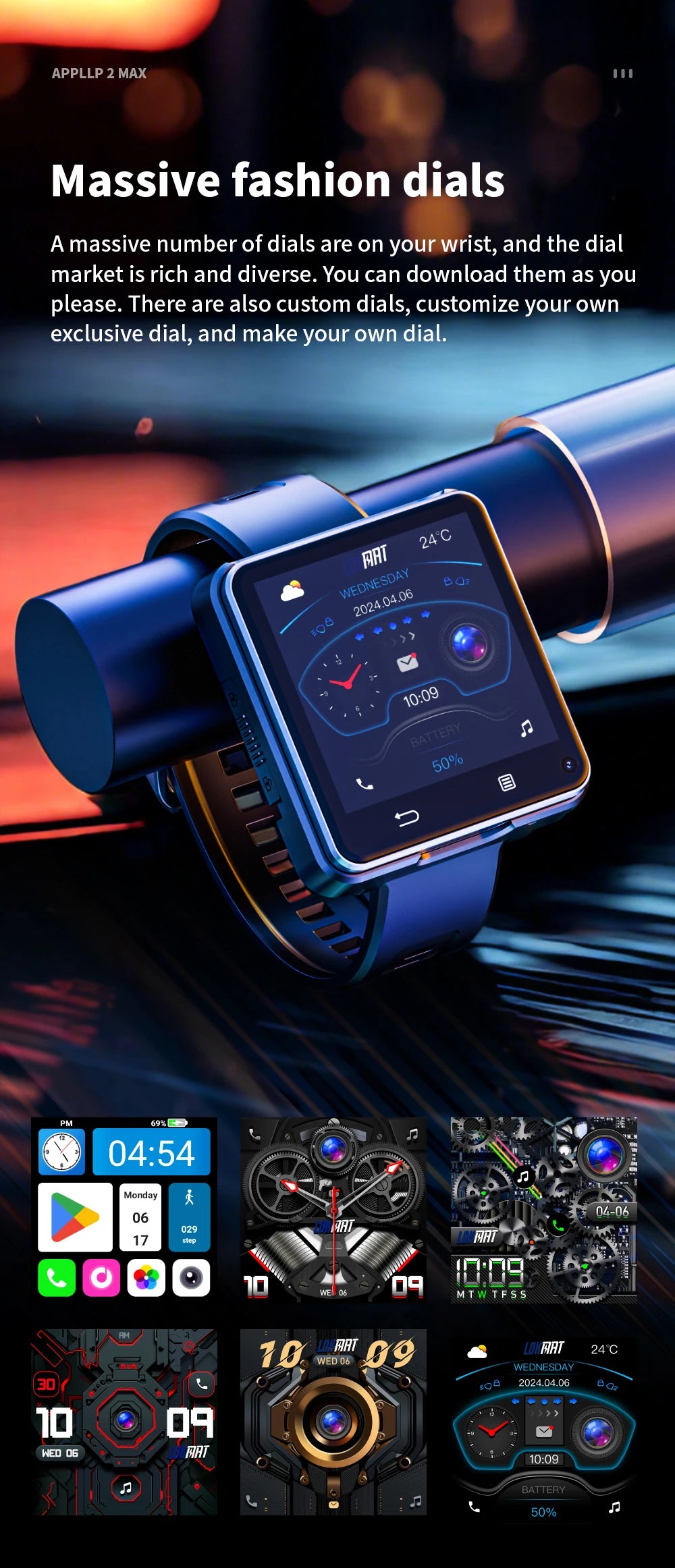 Lokmat Appllp 2 Max Dual Camera Android 11 Smart Watch