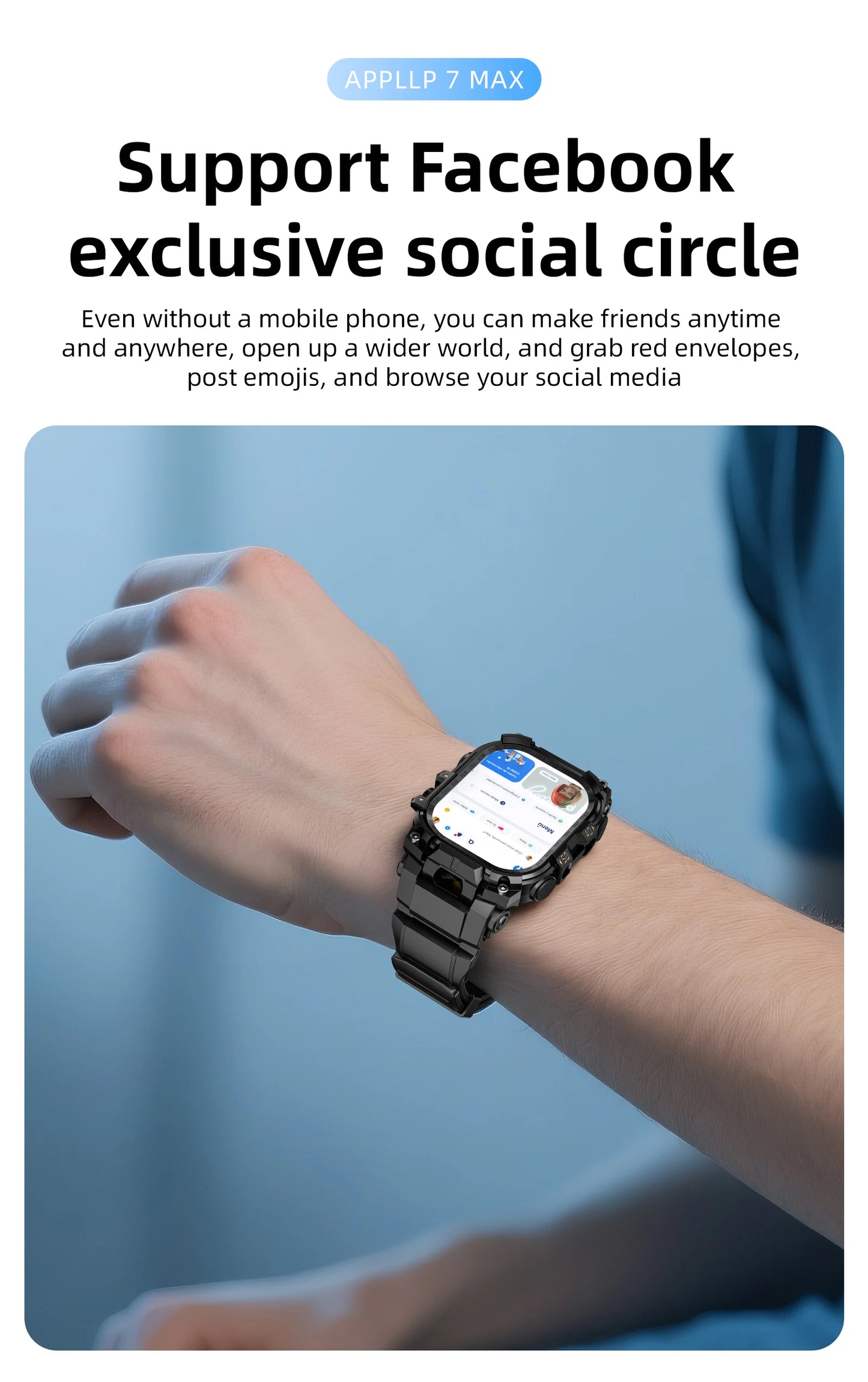 Lokmat Appllp 7 Max Android Smart Watch Phone Amoled Touch Screen Camera 4G WiFi SIM Card Outdoor Fitness Tracker