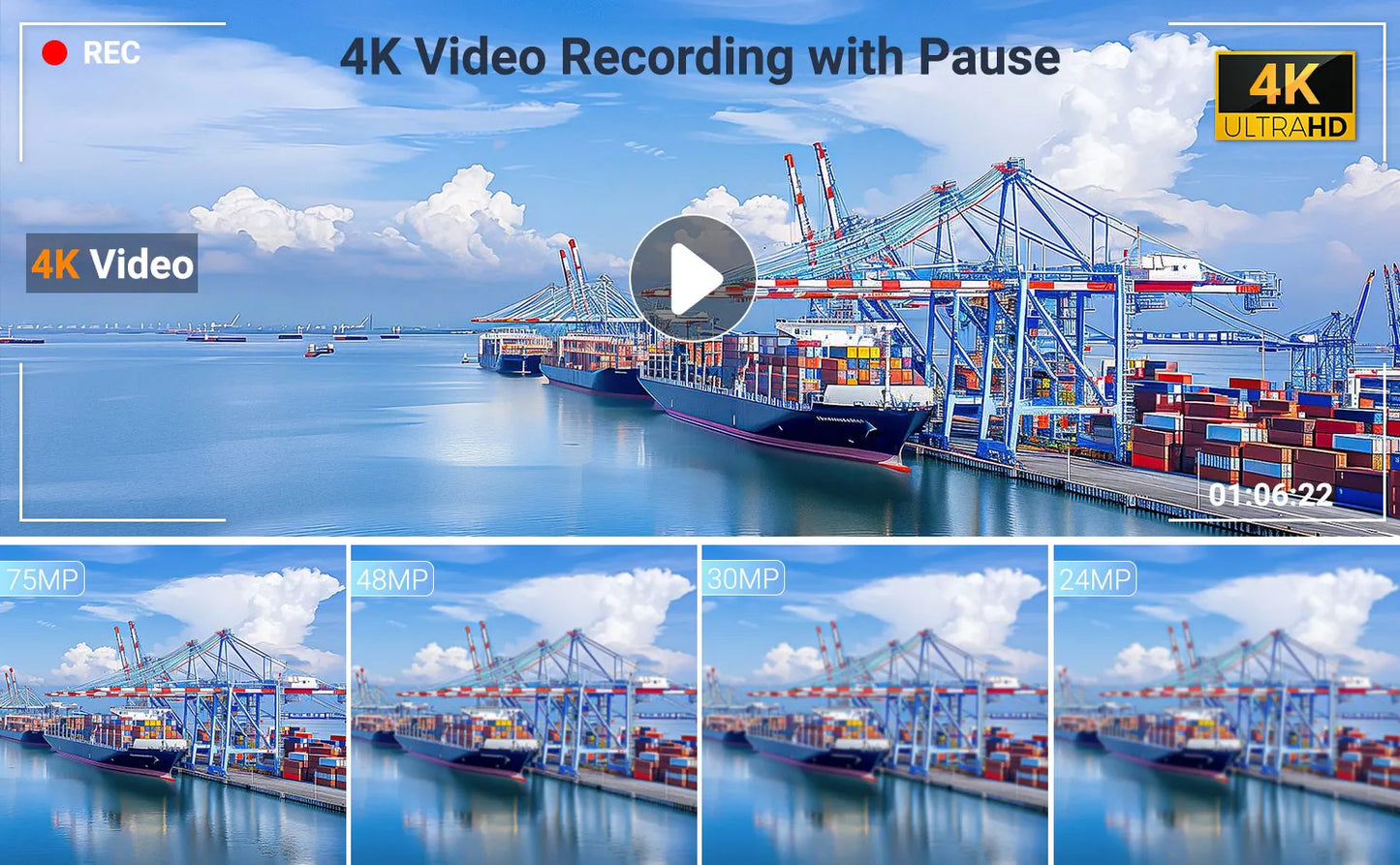 Gavonde 4K Camera 75MP Autofocus Anti Shake 18X Zoom Selfie