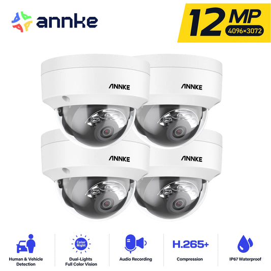 ANNKE 4 Pack 12MP Outdoor Smart PoE Dual Light Camera IP67