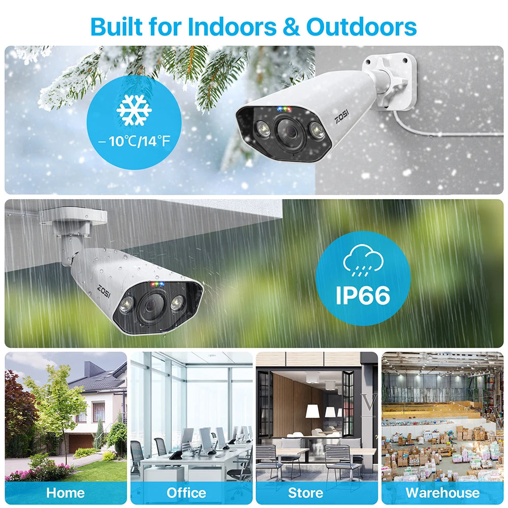 ZOSI 8CH POE Video Surveillance Kit 4K IP Cameras Outdoor
