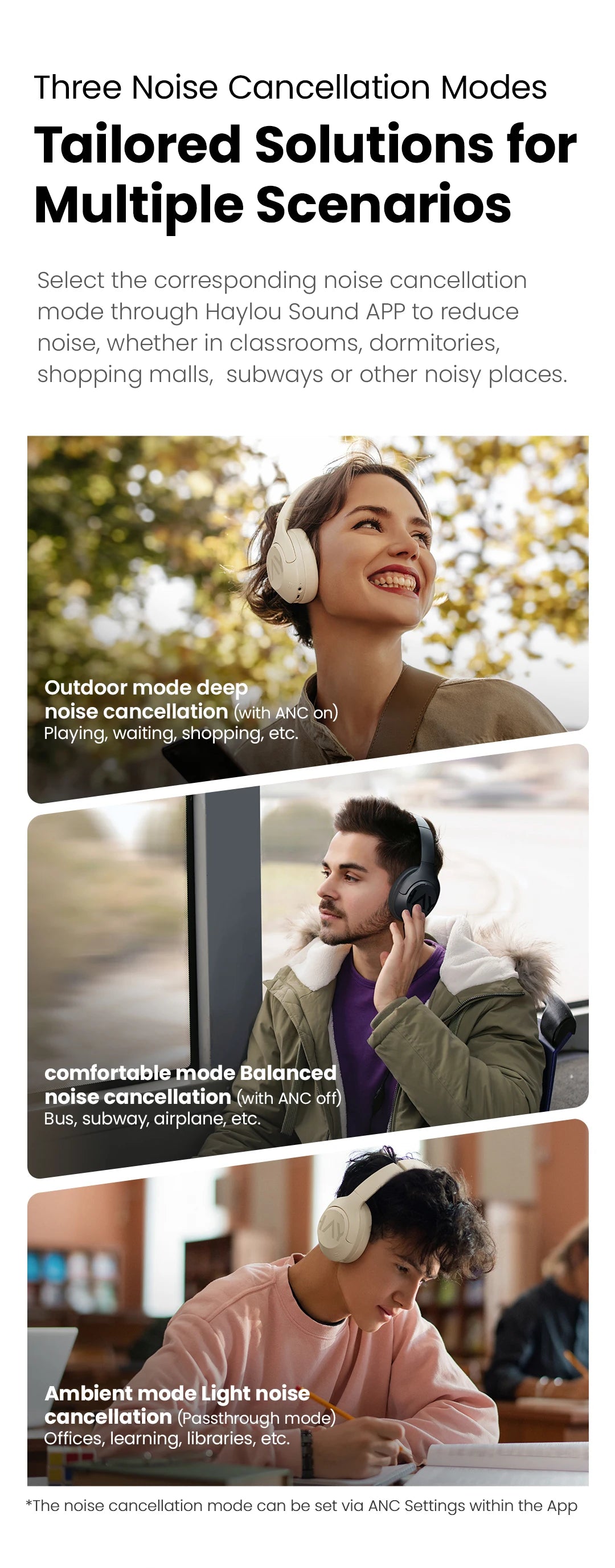 Haylou S30 Wireless Bluetooth 5.4 Headphones 43dB Noise Cancelling 40mm Driver