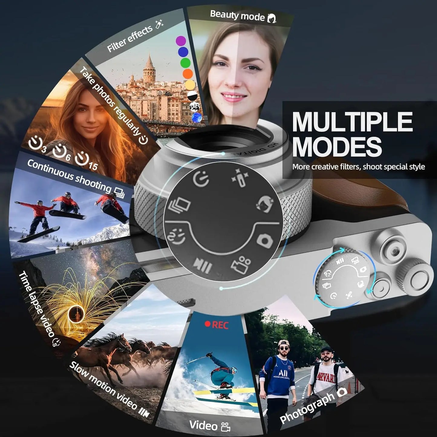 NBD 56MP Digital Camera 4K 180 Flip Screen 16X Zoom