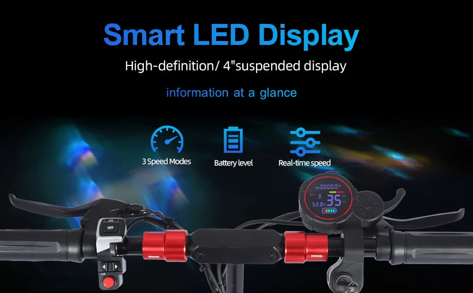 1200W Foldable E Scooter With Seat Off Road Dual Suspension