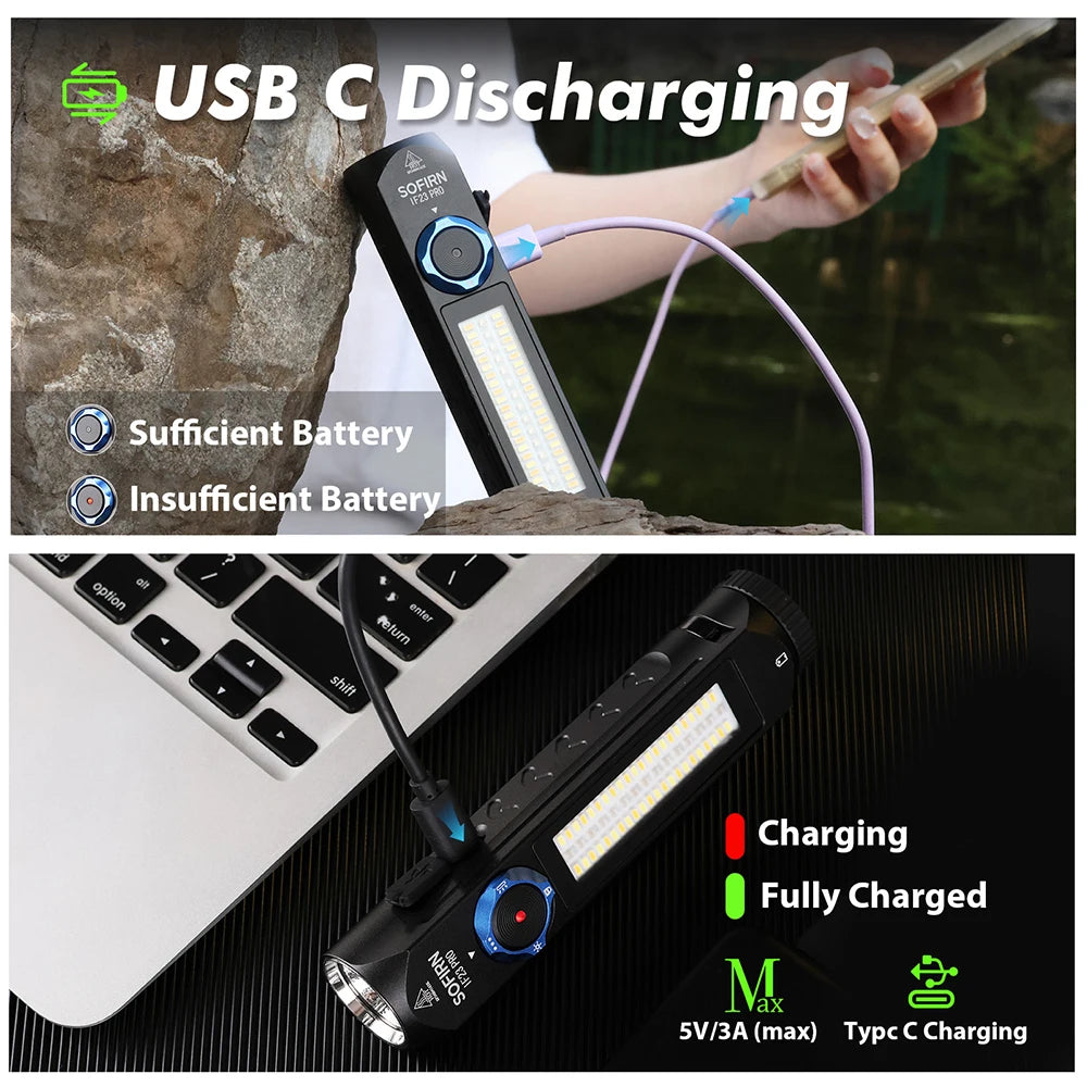 Sofirn IF23 Pro RGB LED Flashlight 5000lm 21700 USB C Rechargeable Magnetic