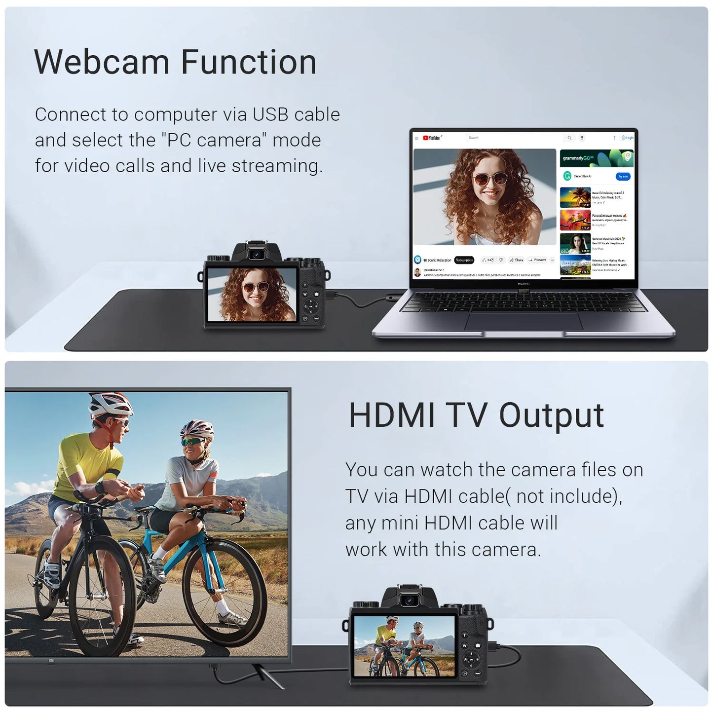 4K 64MP WiFi Vlogging Camera With Flash And Lens Hood