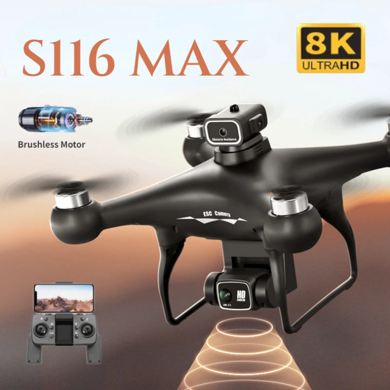 S116 MAX Drone Pro With 3 Batteries 8K Dual Camera Features