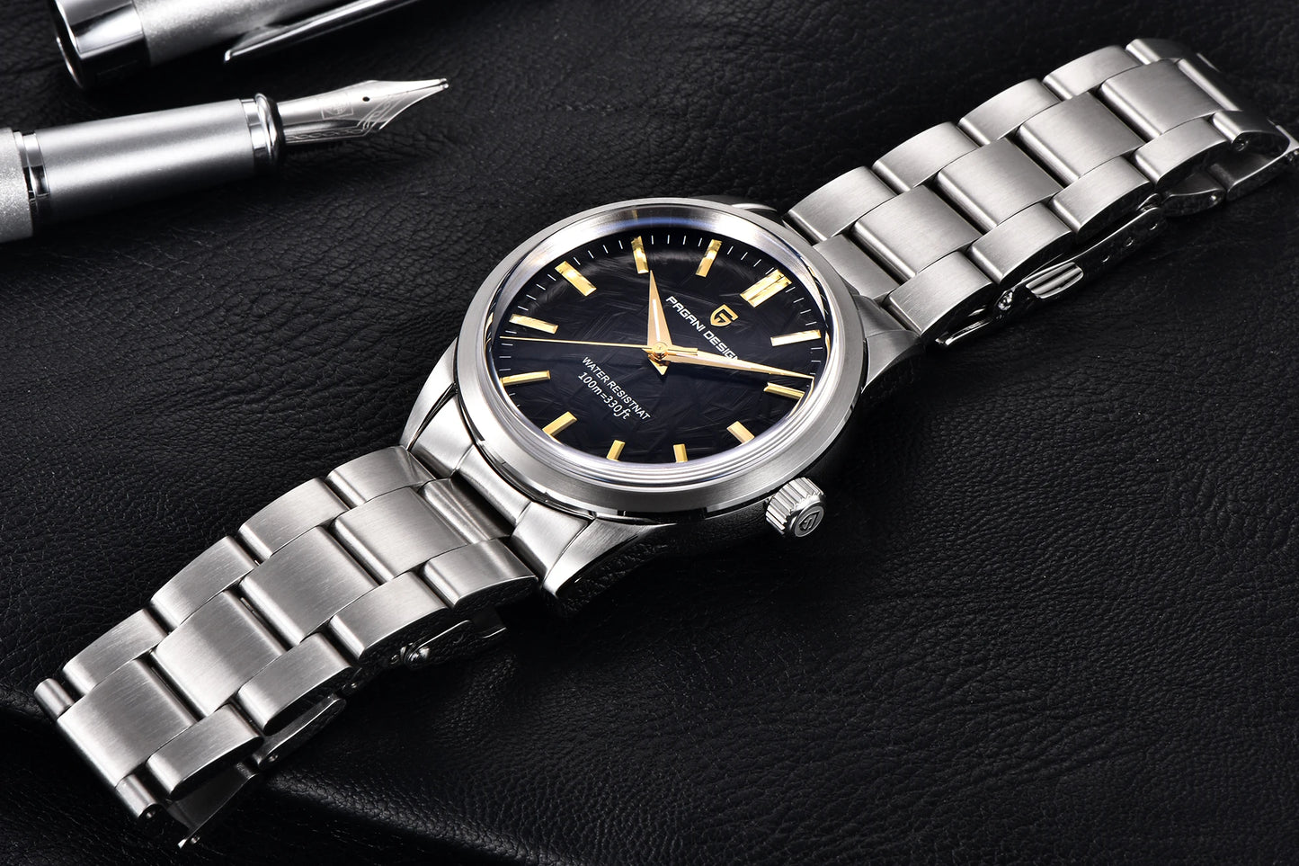 PAGANI DESIGN 40mm Ultra Thin Mens Quartz Wristwatch With Sapphire Crystal