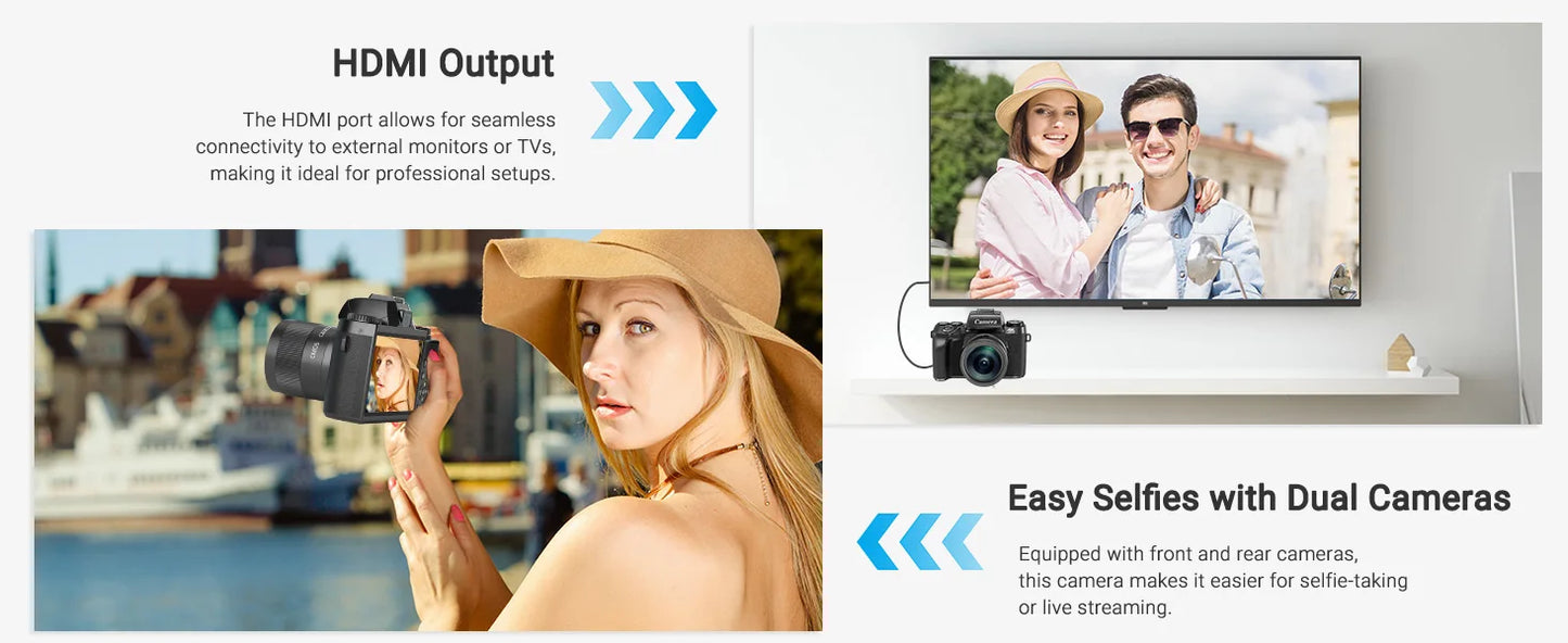 4K 64MP WiFi Vlogging Camera With Flash And Lens Hood