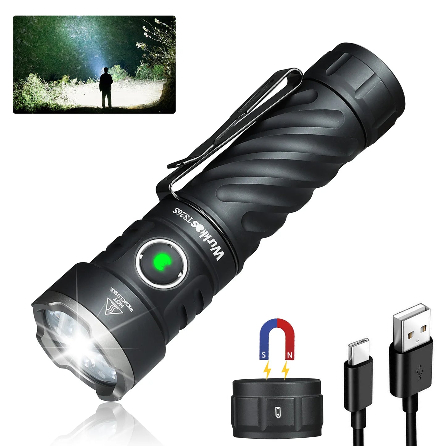 Wurkkos TS26S 21700 Flashlight 3100LM IPX8 Magnetic Tail Self Defense