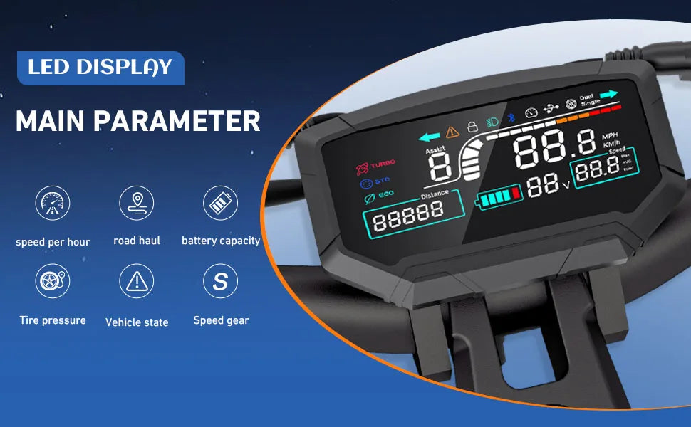 6000W Dual Motor Electric Scooter 50mph Folding Off Road