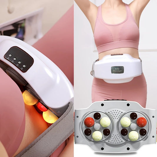 Stomach Massager With Hot Compress Abdominal Relaxer Portable USB Rechargeable