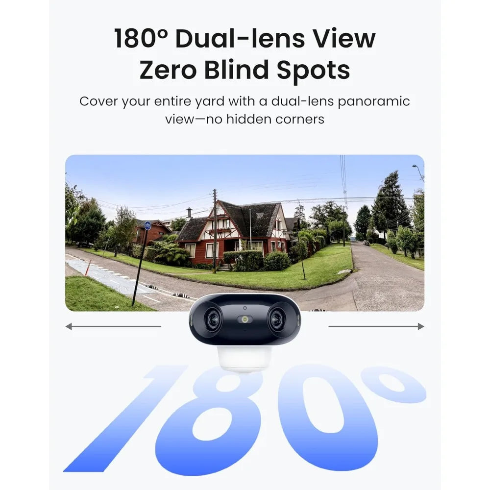 Solar Wireless Outdoor Camera Dual Lens 180 Degree View
