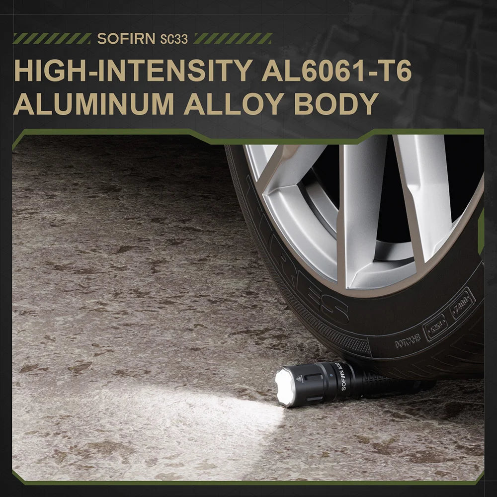 Sofirn SC33 XHP70.3 HI LED 21700 Rechargeable Tactical Flashlight 5200Lm USB C