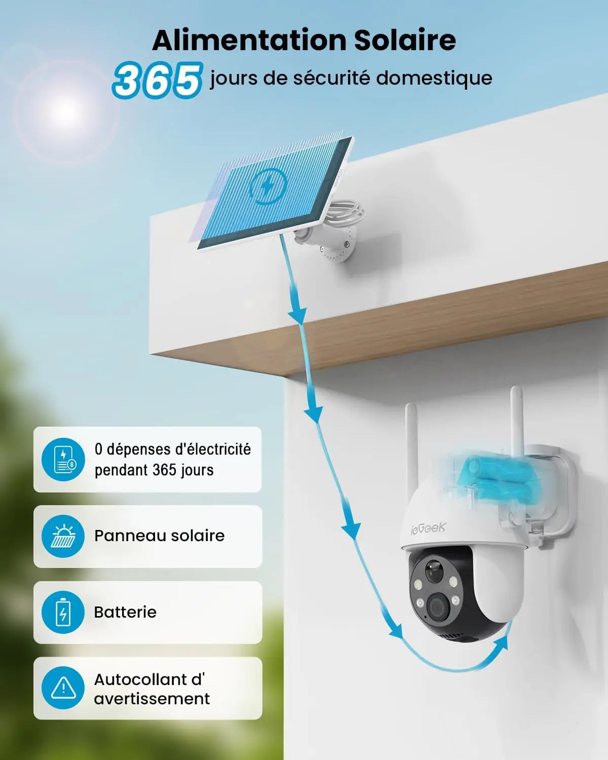 IeGeek 2K 3MP 360 PTZ Outdoor Solar Surveillance Camera