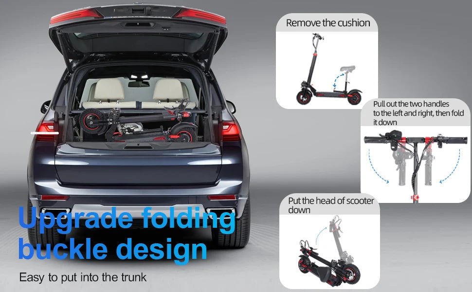 1200W Foldable E Scooter With Seat Off Road Dual Suspension