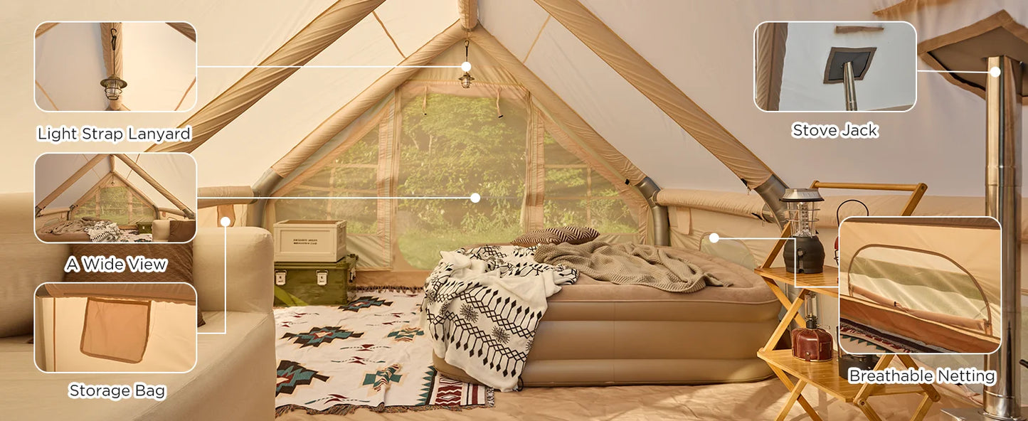 129 Square Feet Inflatable Camping Tent For 8 To 10 People