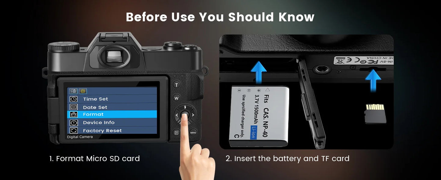 Gavonde Compact 4K Camera With WiFi Webcam 64MP Camcorder