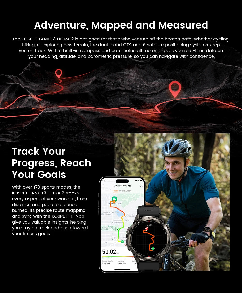 KOSPET Tank T3 Ultra 2 GPS Smartwatch 5ATM Waterproof