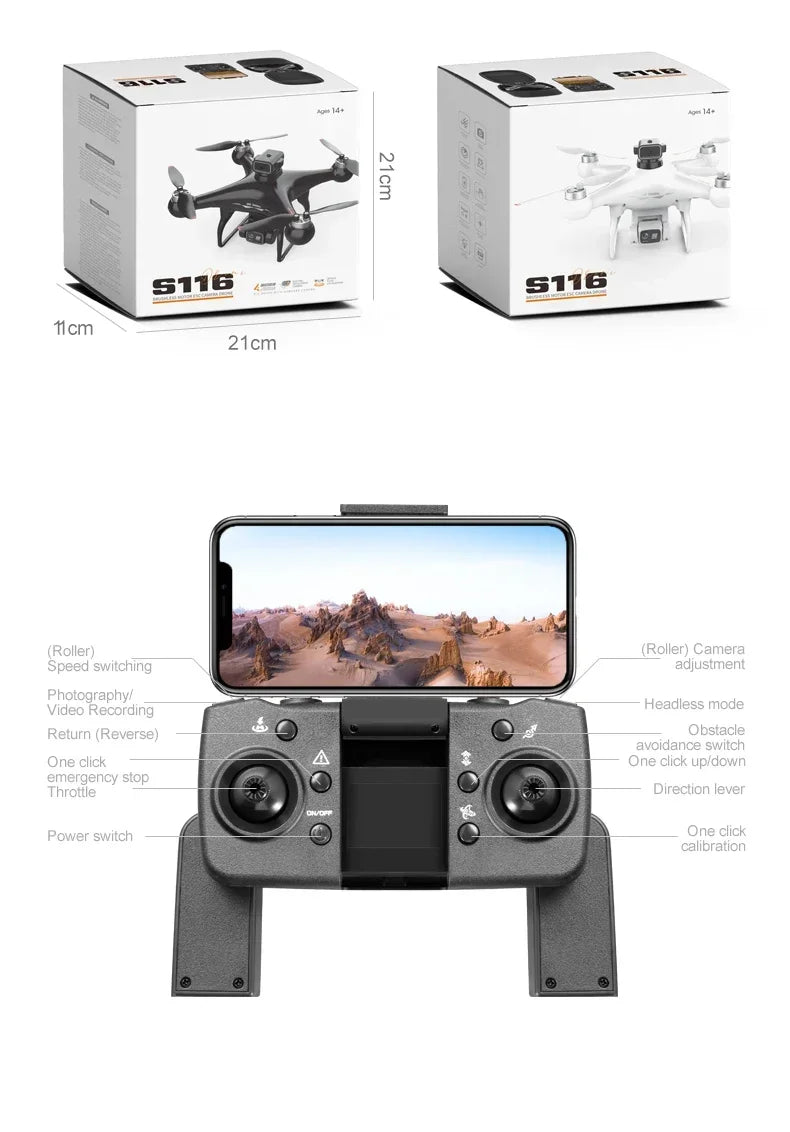 S116 MAX Drone Pro With 3 Batteries 8K Dual Camera Features