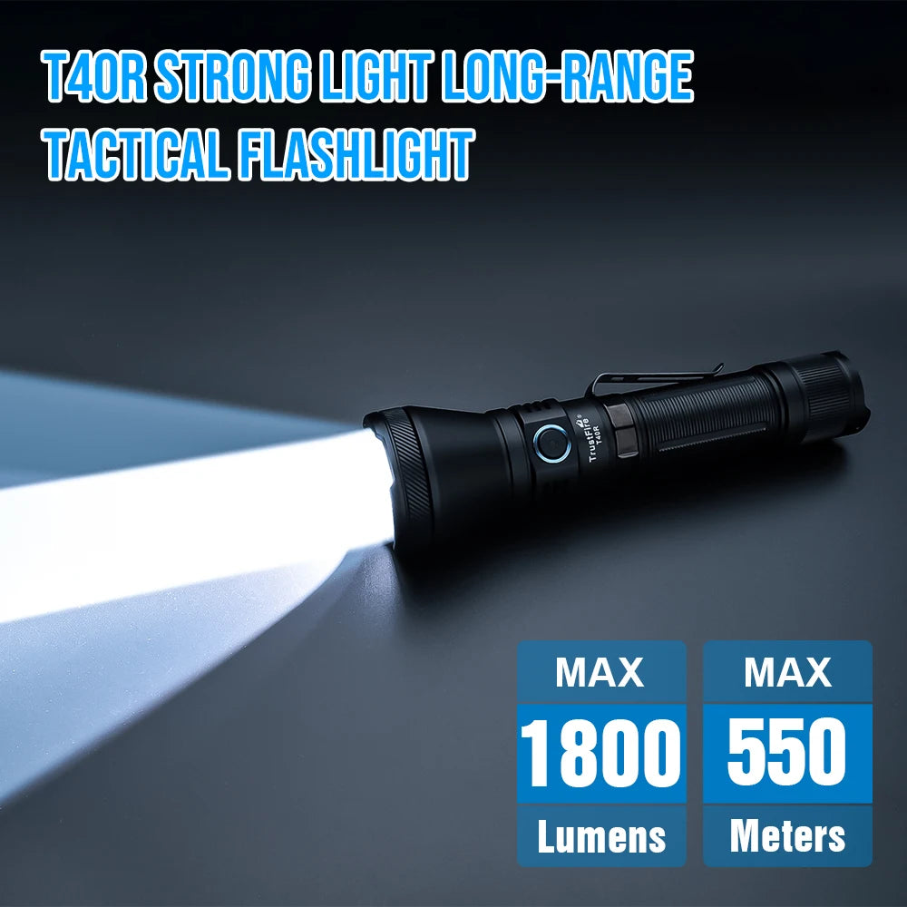 Trustfire T40R Army Tactical LED Flashlight 1800 Lumen USB Rechargeable IP68