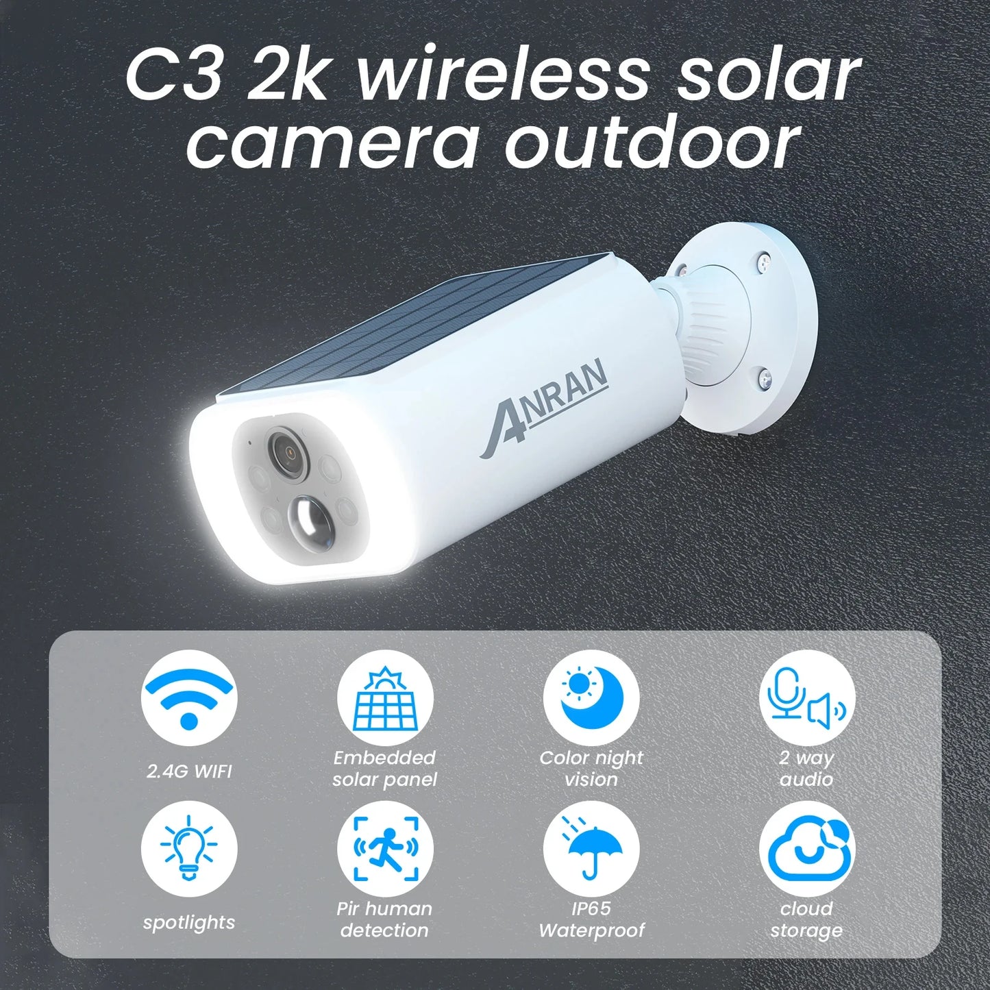 ANRAN 2K Solar Camera 4 Pack Home Security System Set