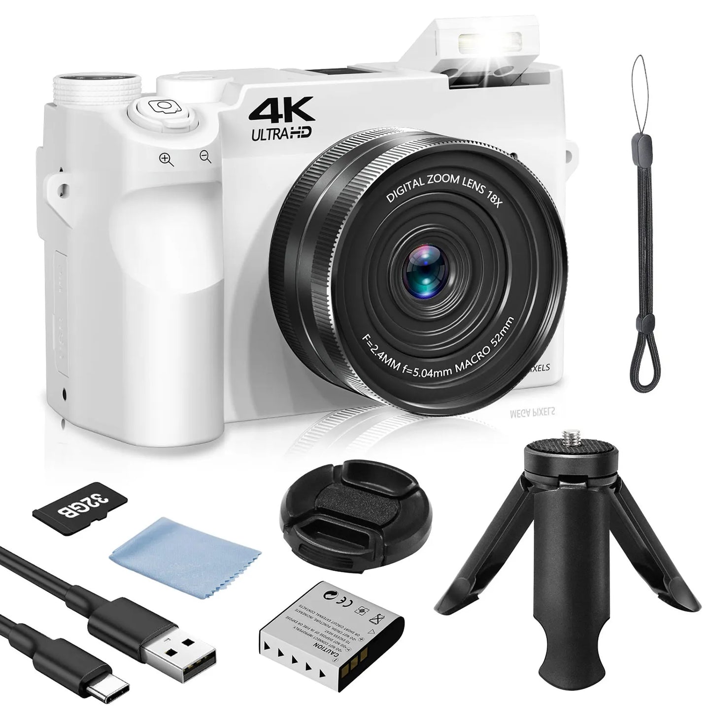 Gavonde 4K Digital Camera Autofocus Anti Shake 18X Zoom