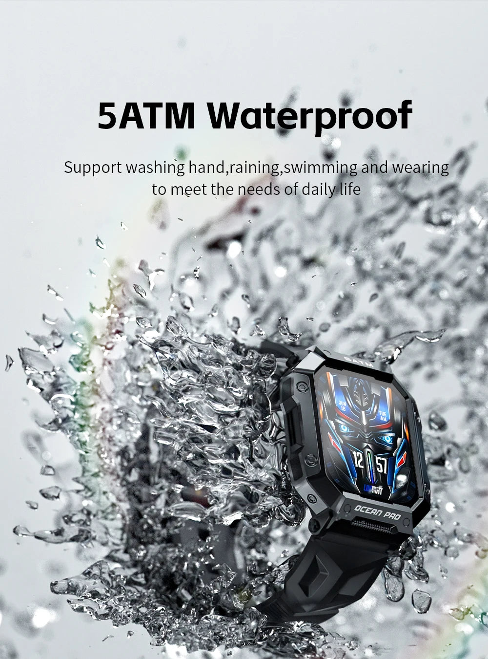 Lokmat Ocean Pro Smart Watch 5ATM Waterproof Heart Rate