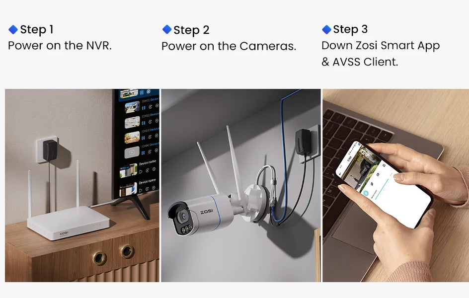 ZOSI 4K WiFi 6 Security IP Camera System Night Vision 8MP Pan Tilt Wireless Cam