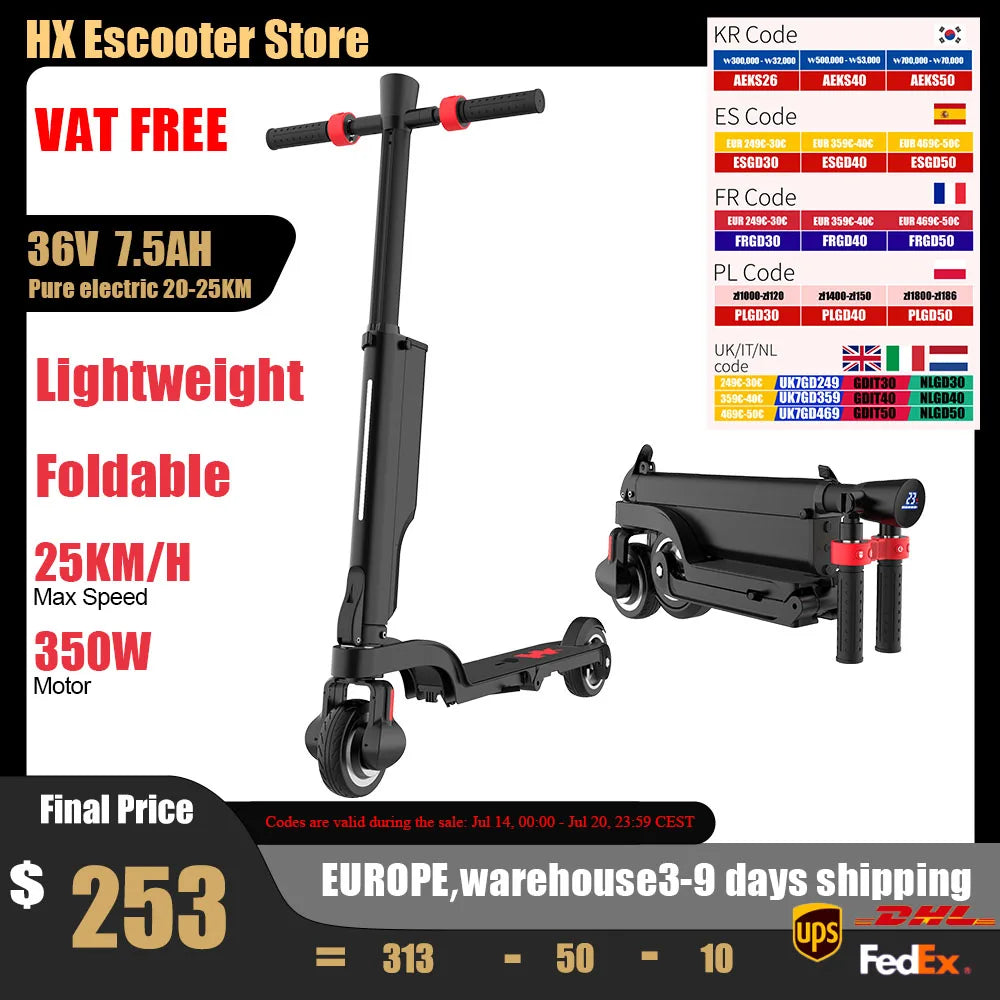 Huancic HX X6 Electric Scooter 350W Foldable 25kmh Model