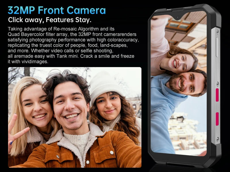 Unihertz 8849 Tank Mini Rugged Smartphone 4.3 Inch Android 13 5800mAh 24GB RAM 256GB Helio G99 IP68 Camera 100MP
