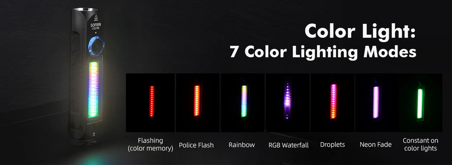 Sofirn IF23 Pro RGB LED Flashlight 5000lm 21700 USB C Rechargeable Magnetic