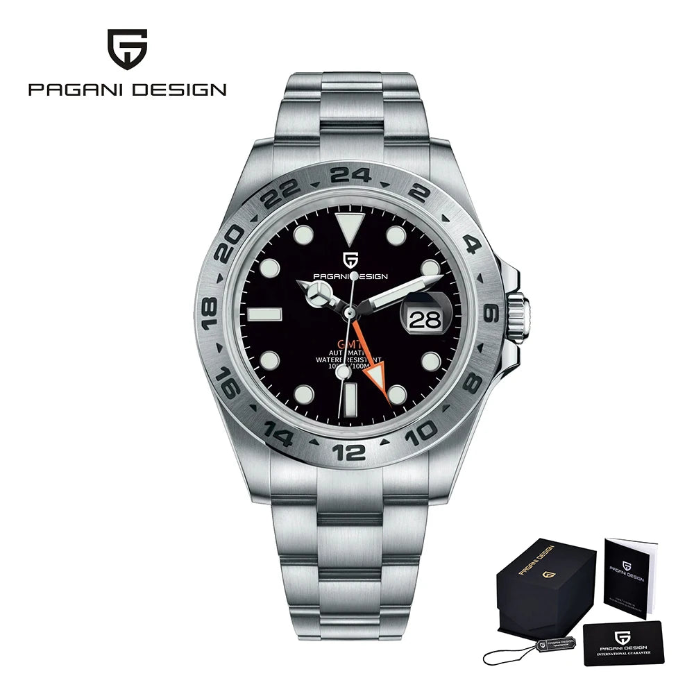 PAGANI DESIGN 2025 GMT Watch 42MM Automatic Mechanical Sapphire Stainless Steel