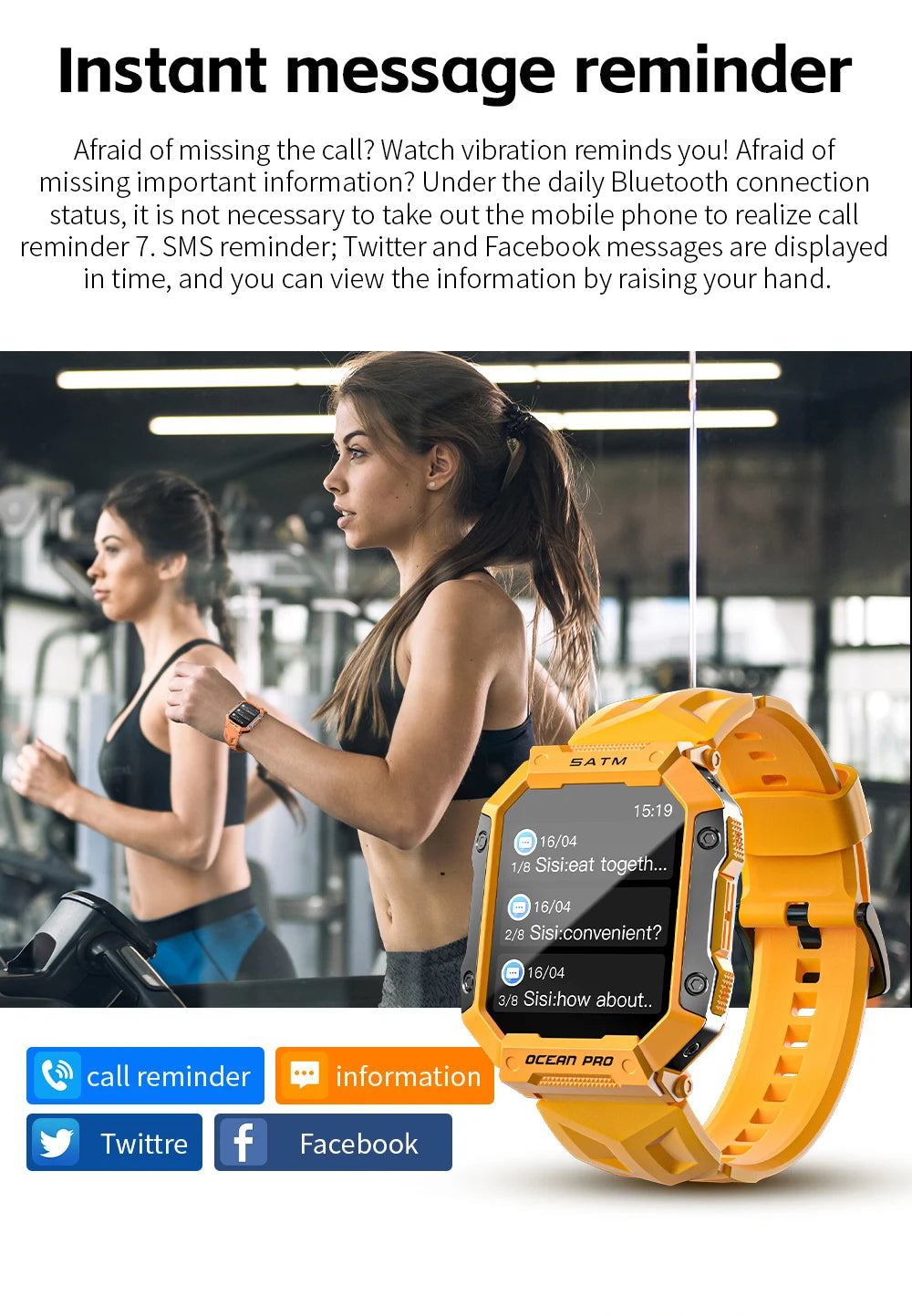 Lokmat Ocean Pro Smart Watch 5ATM Waterproof Heart Rate