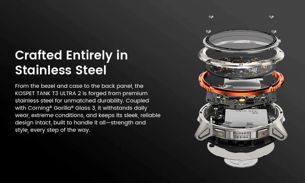 KOSPET Tank T3 Ultra 2 GPS Smart Watch AMOLED 5ATM IP69K