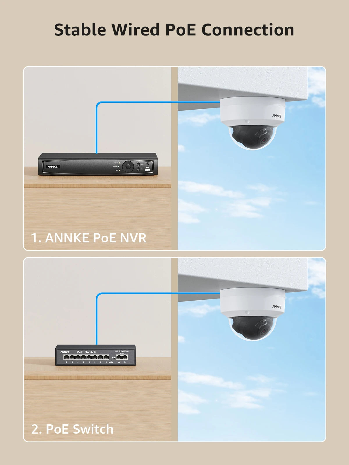 ANNKE C800 4K PoE Outdoor Security Camera IK10 IP67 8MP Smart Dual Light Built In Mic Video Surveillance