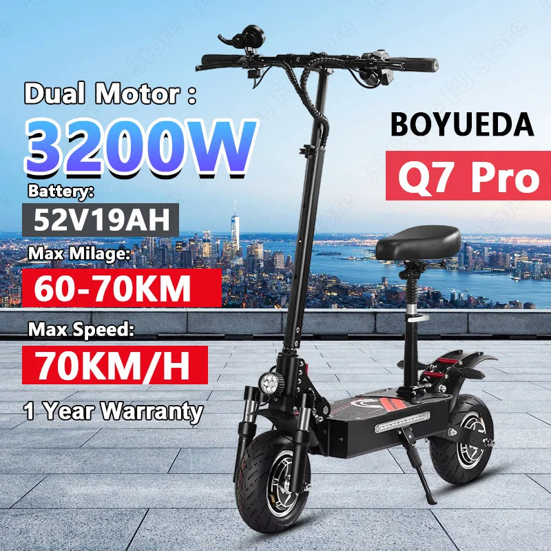 Boyueda Q7Pro 3200W Dual Motor 52V 19Ah Electric Scooter