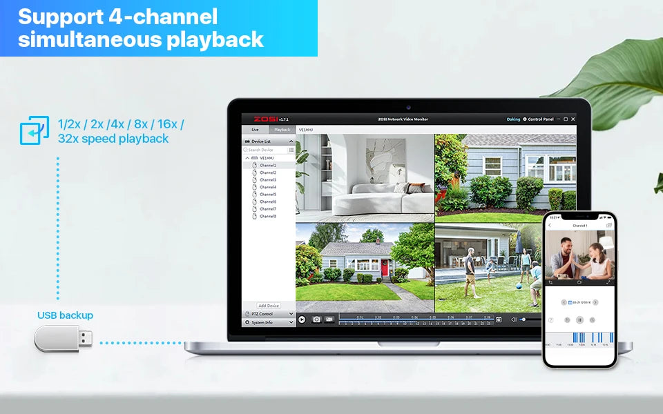 ZOSI 8CH POE Video Surveillance Kit 4K IP Cameras Outdoor