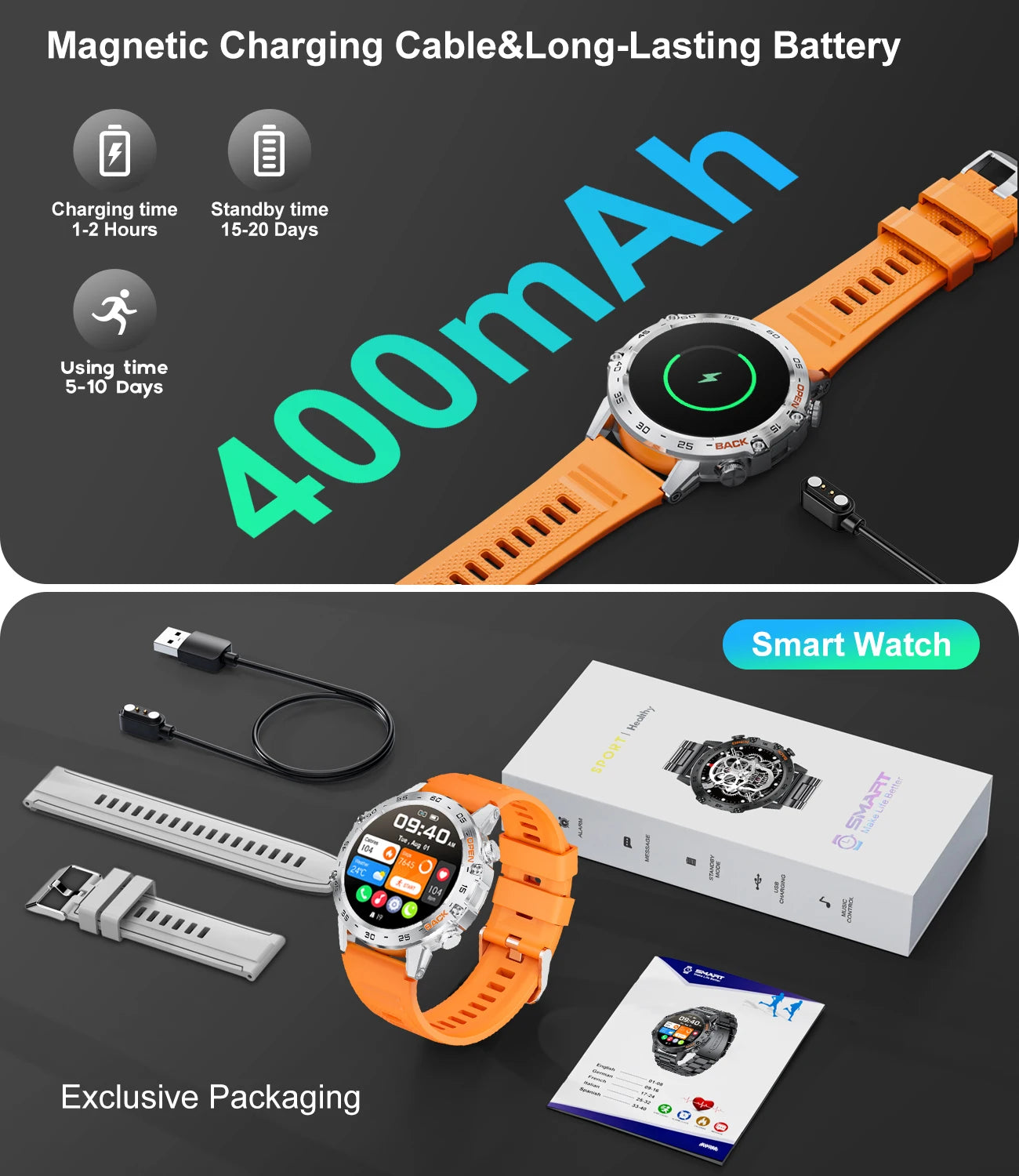 LIGE Smart Watch 1.39 Inch Bluetooth Call Men Outdoor Fitness Heart Rate Health Monitoring Smartwatch Android iOS