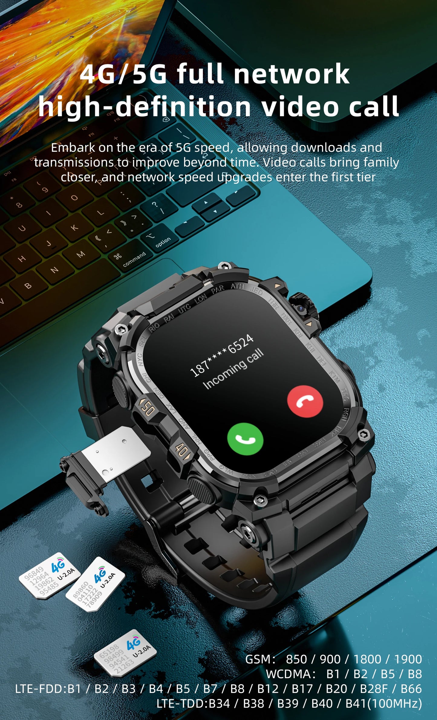 Lokmat Appllp 7 Max Android Smart Watch Phone Amoled Touch Screen Camera 4G WiFi SIM Card Outdoor Fitness Tracker