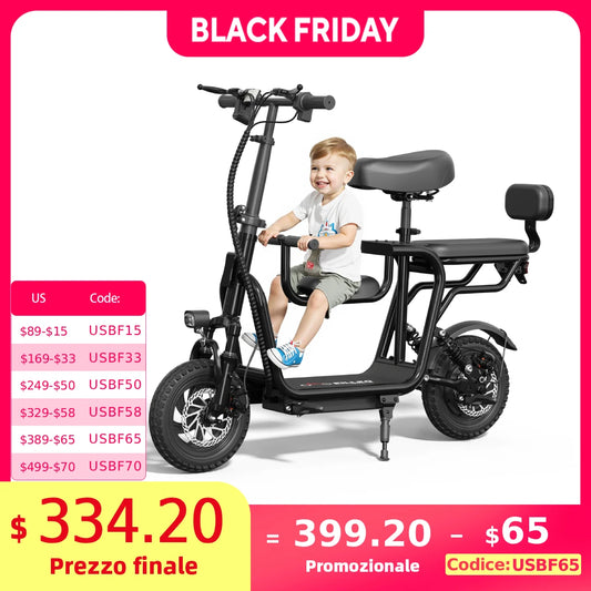 48V Electric Scooter With Seat For Adults 750W Peak Power Motor 18.75 MPH