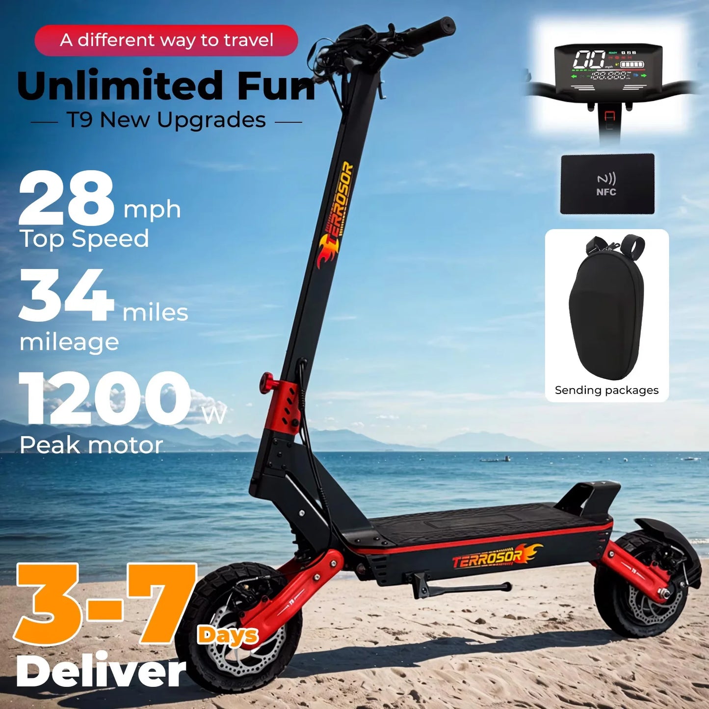 Electric Scooter For Adults 1200W 11in Off Road Tires 28MPH