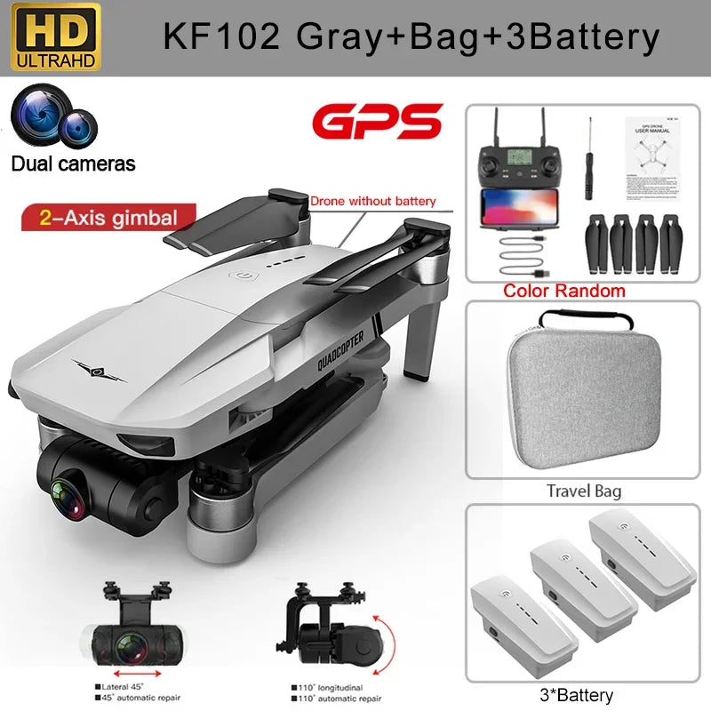 KF102 GPS Drone 4K 8K Camera 2 Axis Gimbal Quadcopter