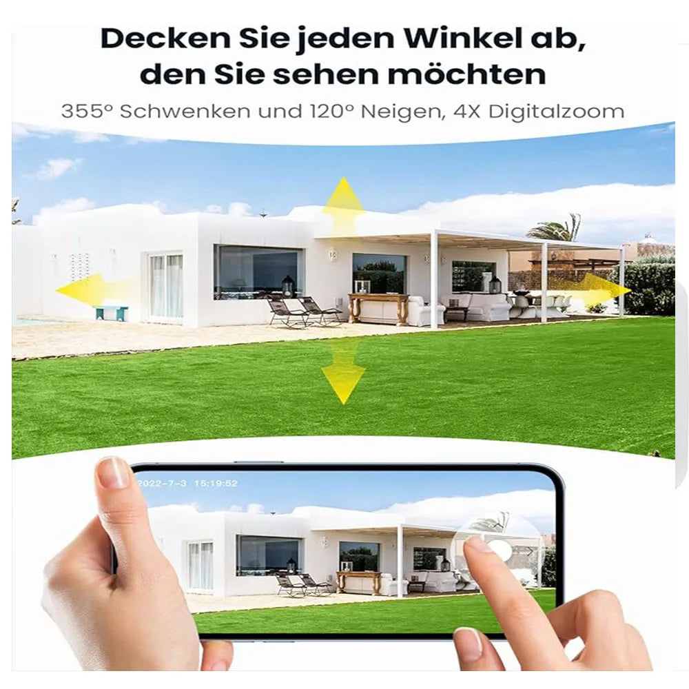 IeGeek 2K 3MP WiFi Security Camera Outdoor PTZ Battery Solar Powered