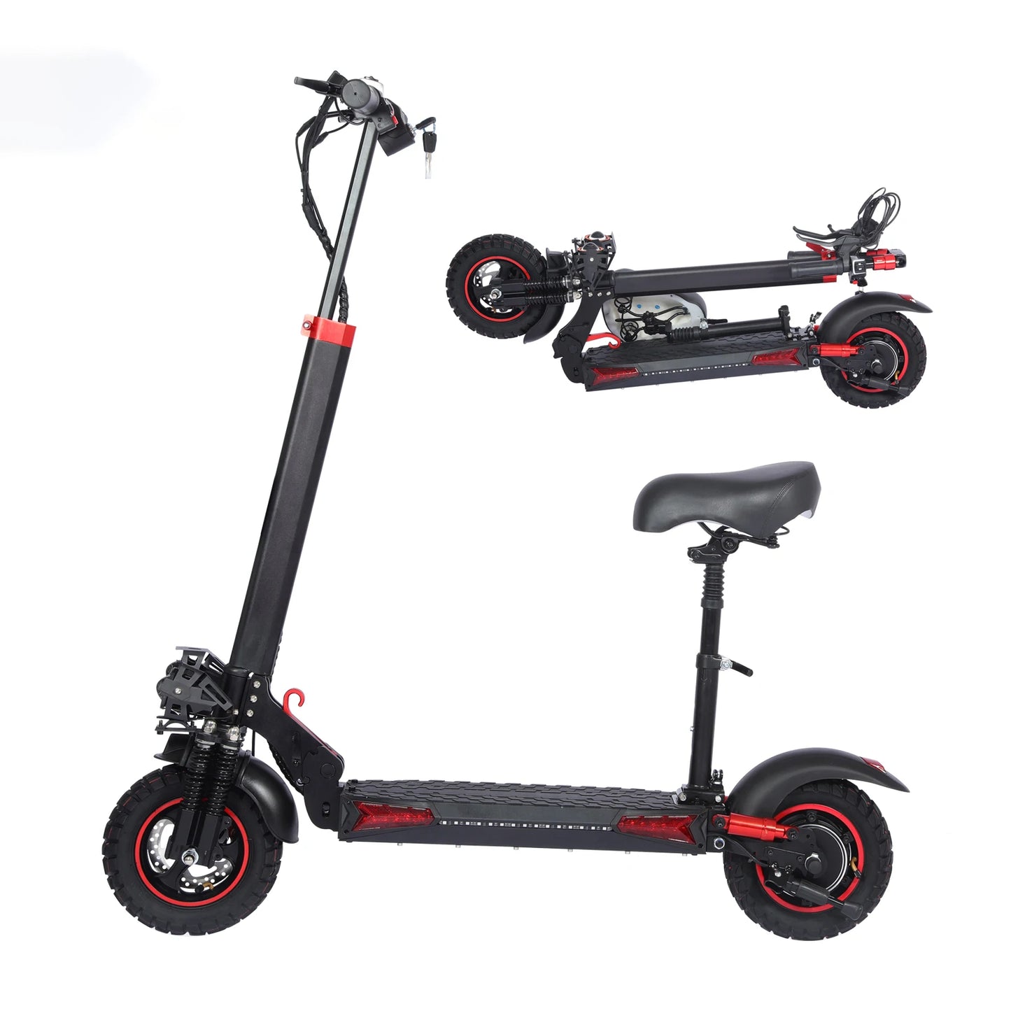 Foldable 1200W Electric Scooter With Seat Off Road Tires