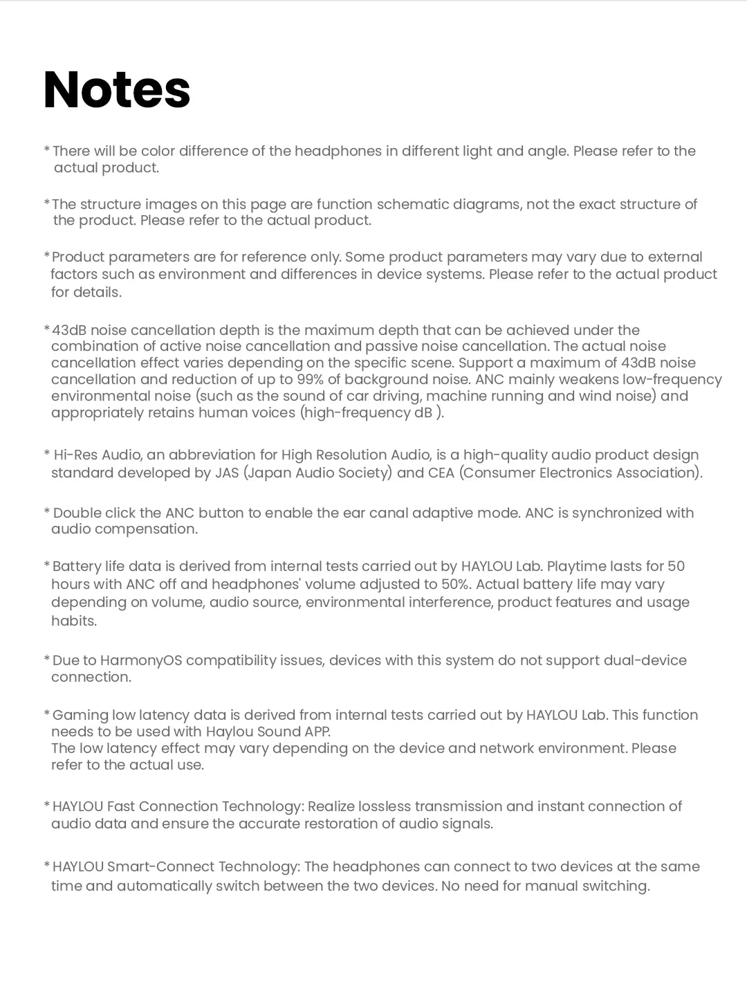 Haylou S30 Wireless Bluetooth 5.4 Headphones 43dB Noise Cancelling 40mm Driver